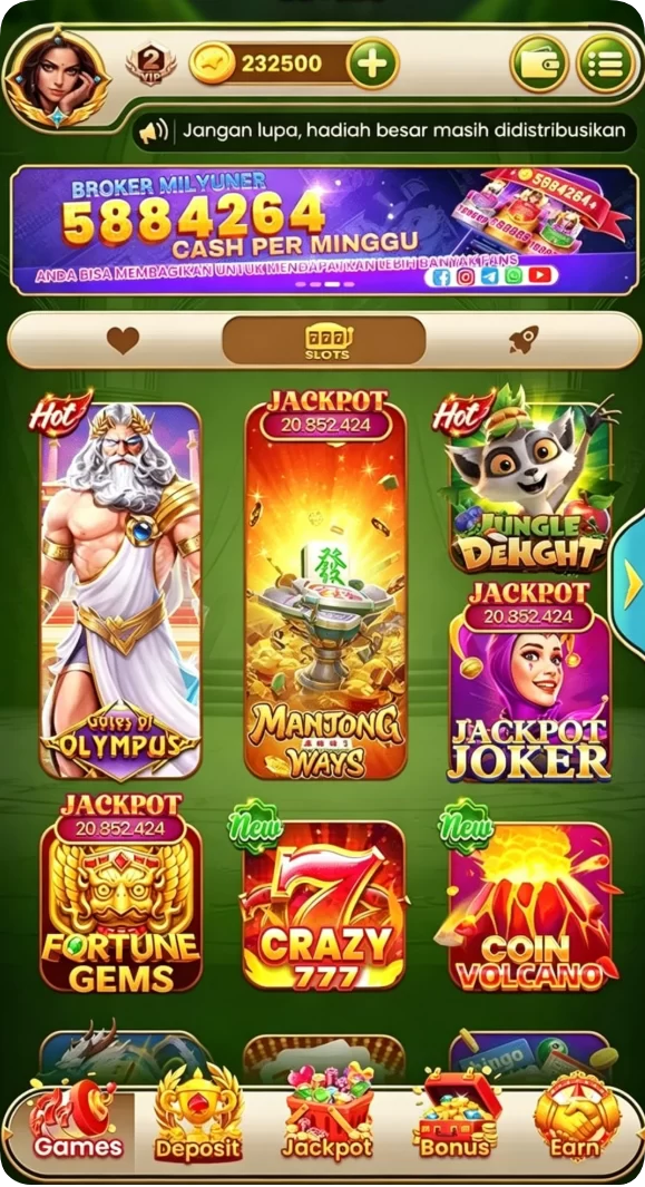 Beragam pilihan permainan menarik dalam aplikasi Download hokiterus88 APK untuk Android.